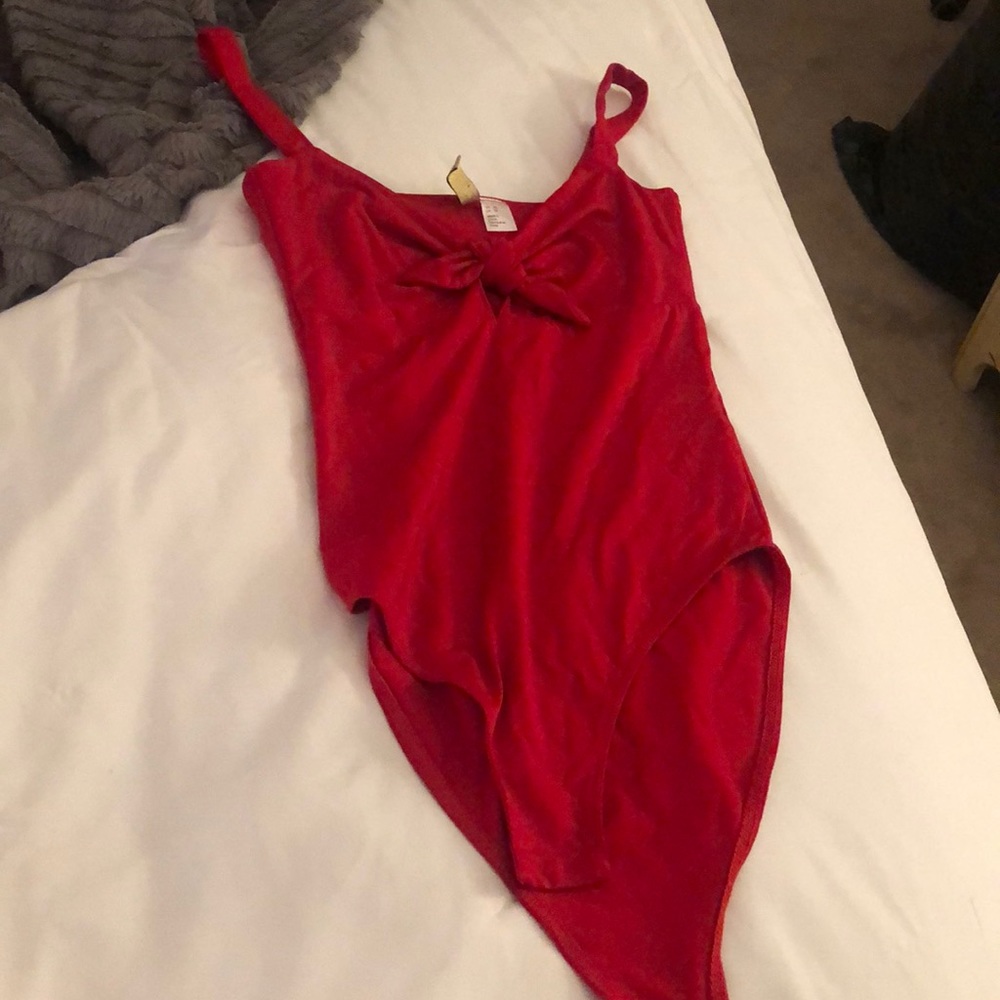 red tie bodysuit